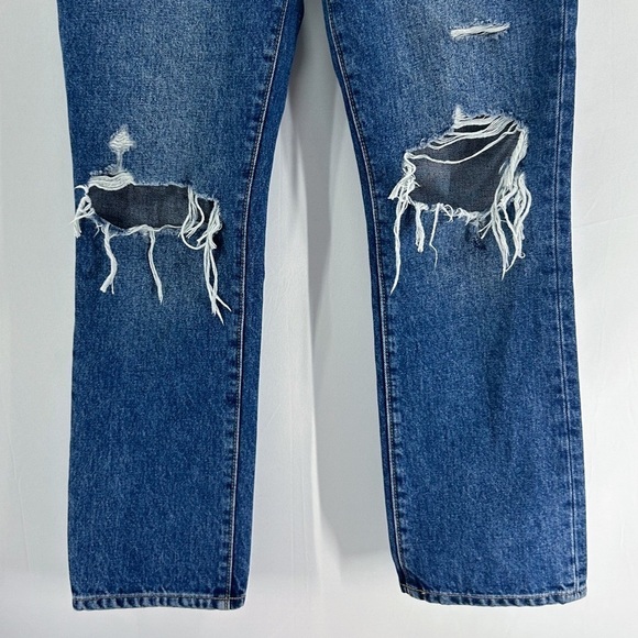 Lovers + Friends Reece High Rise Rigid Slim Straight Distressed Jeans Size 26 - Picture 5 of 8